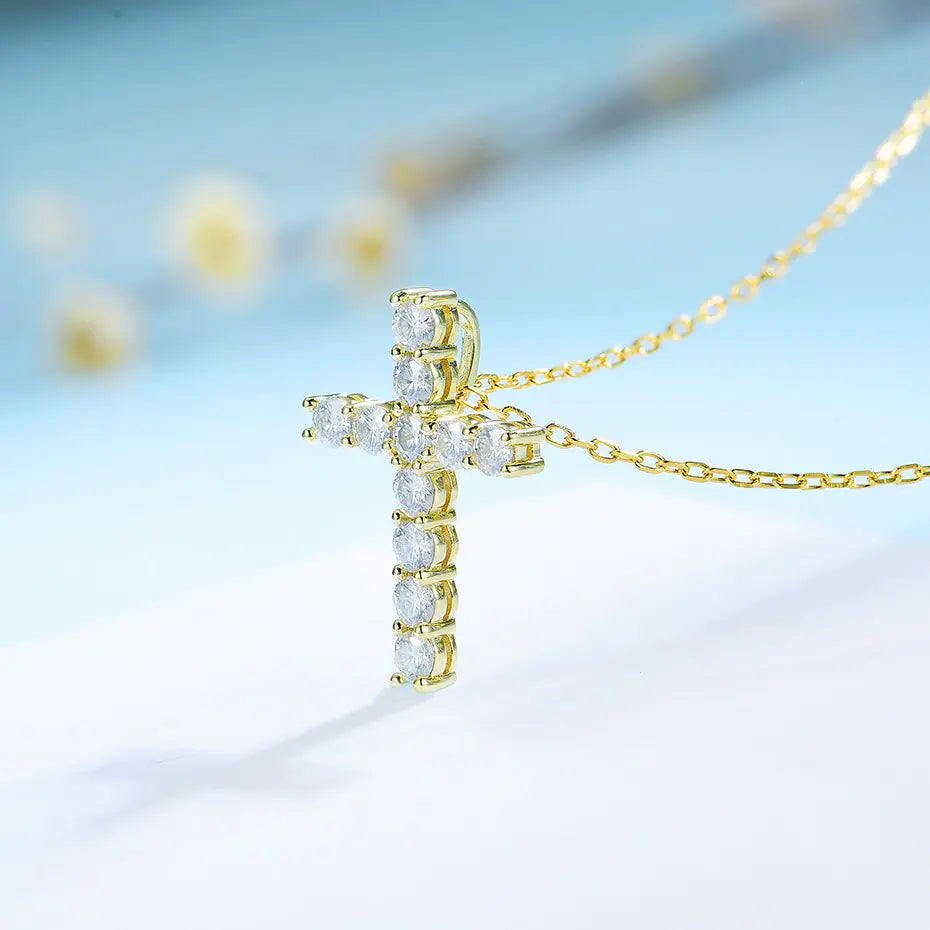 Women Moissanite Cross Pendants