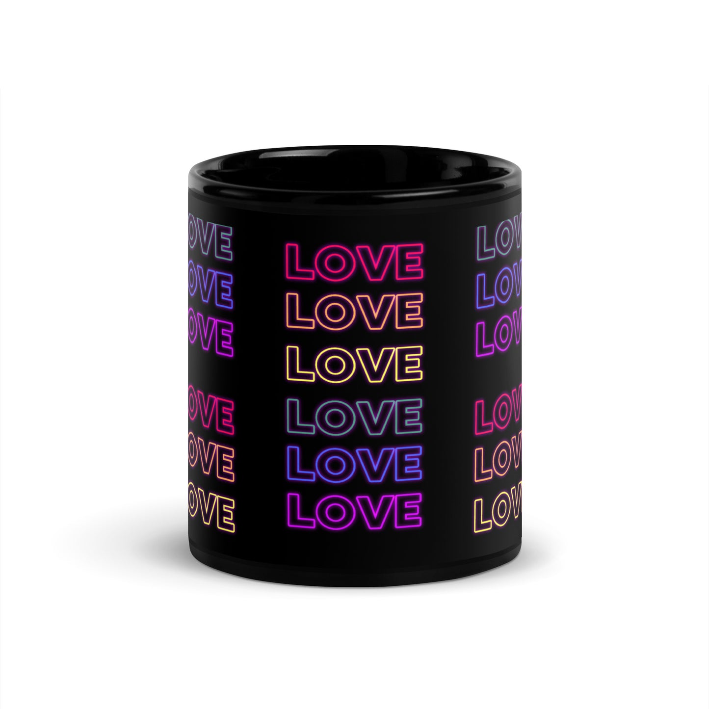 Neon Love  Black Glossy Mug