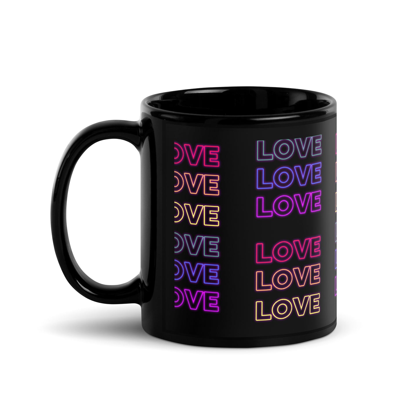 Neon Love  Black Glossy Mug