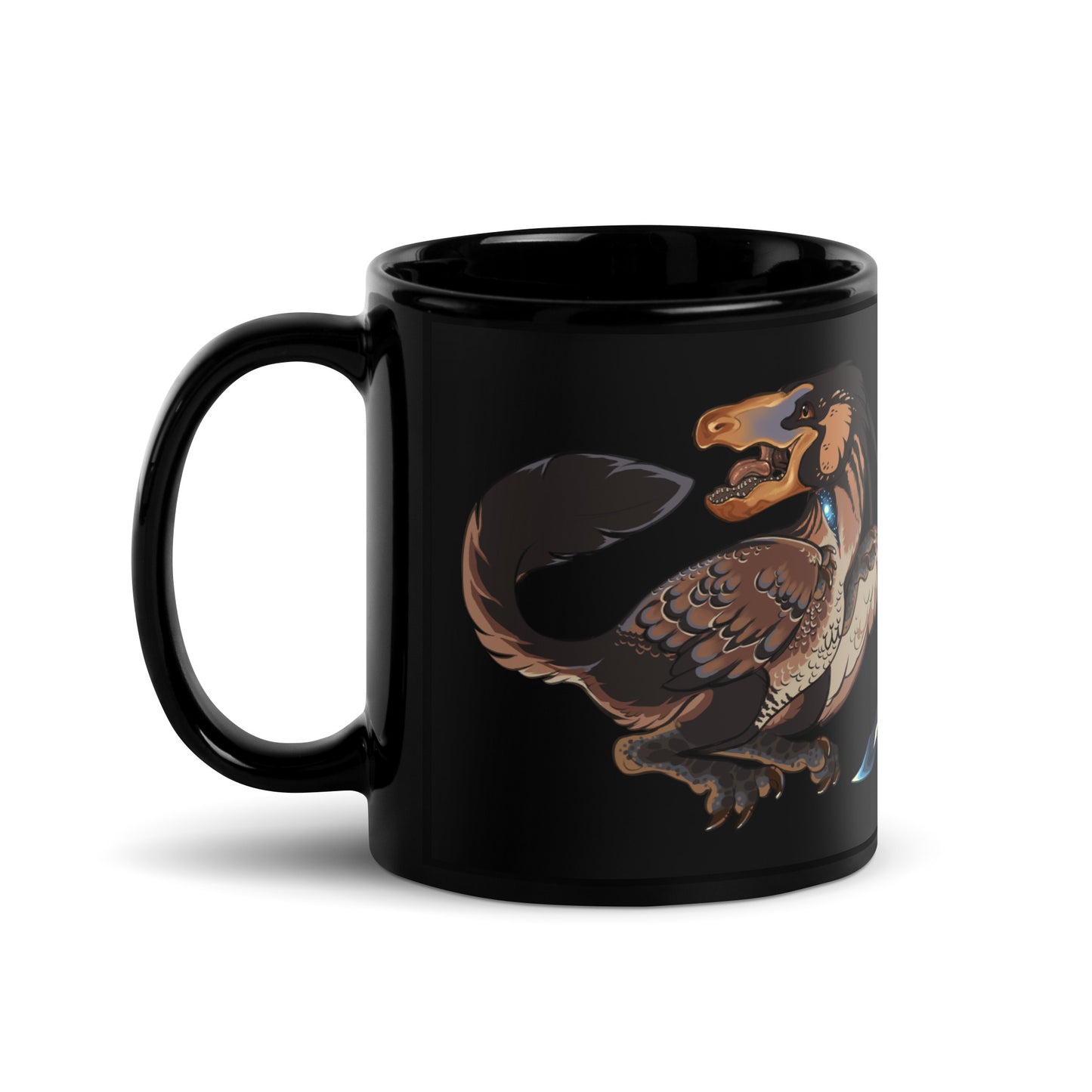 Dino-rrific raptor Black Glossy Mug