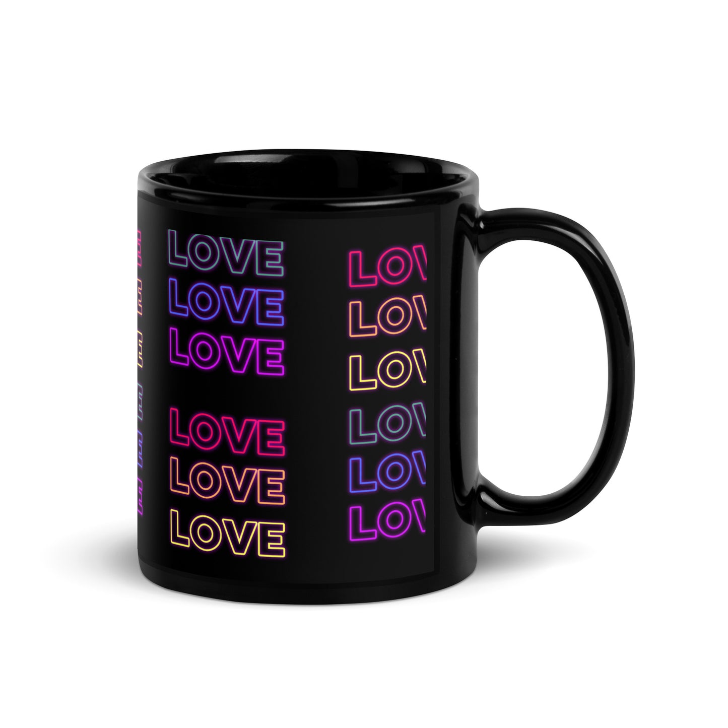 Neon Love  Black Glossy Mug