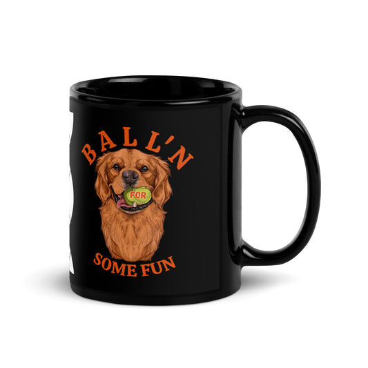 Ball'N Golden Retriever - Black Mug