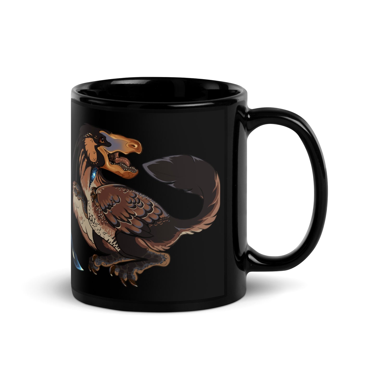 Dino-rrific raptor Black Glossy Mug