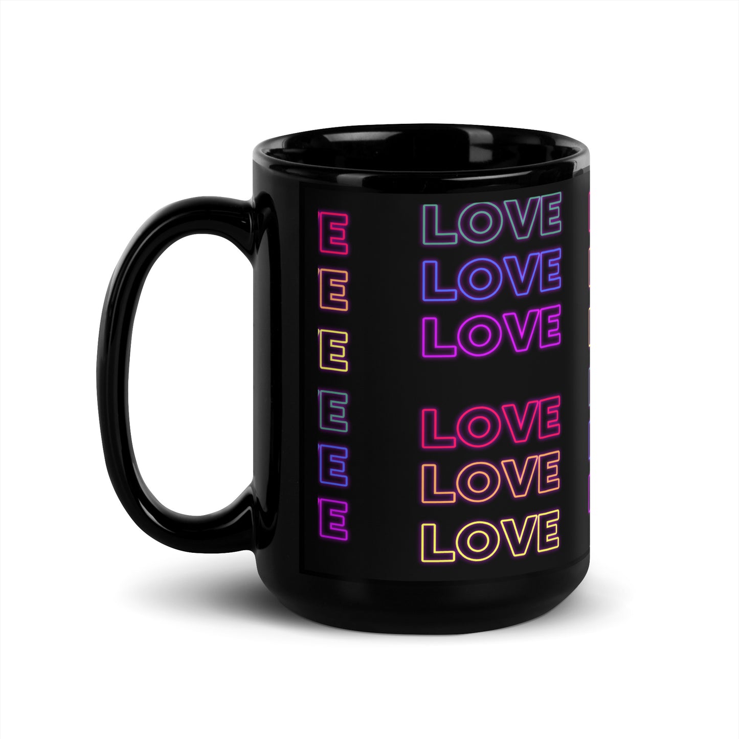 Neon Love  Black Glossy Mug