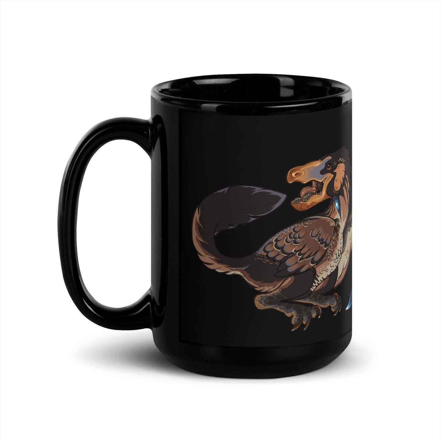 Dino-rrific raptor Black Glossy Mug