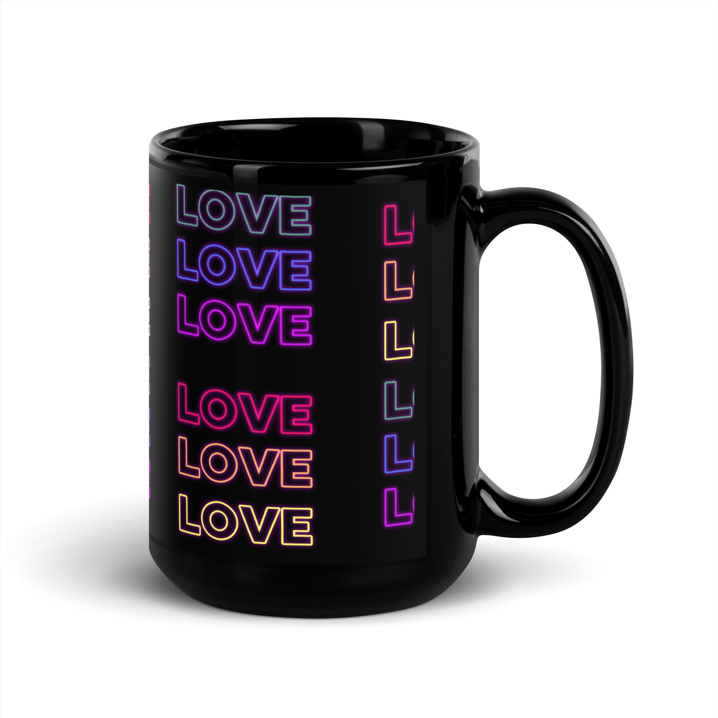 Neon Love  Black Glossy Mug