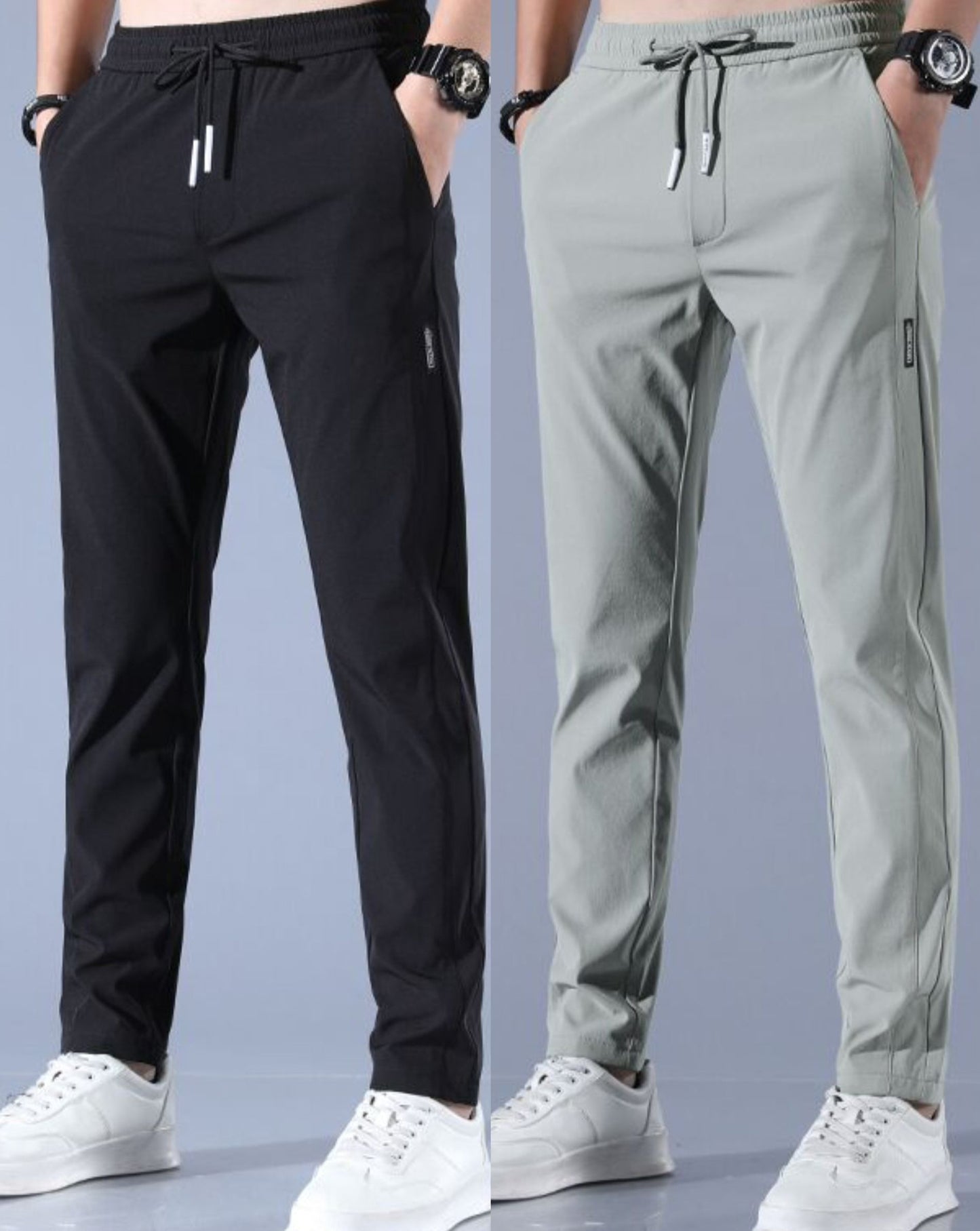 Men's Summer Thin Ice Loose Breathable Silk Pants