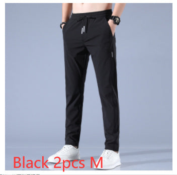Men's Summer Thin Ice Loose Breathable Silk Pants