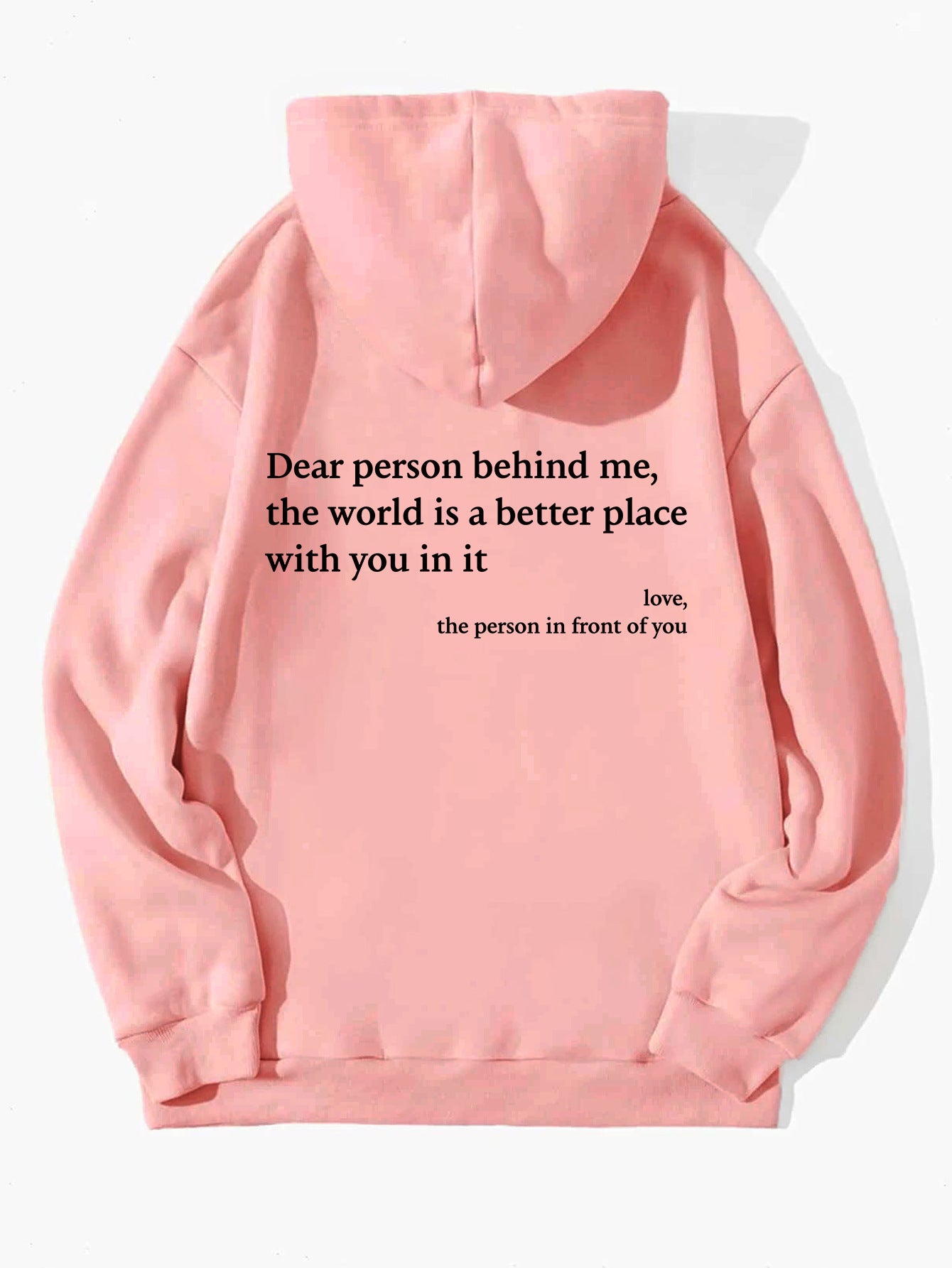 Unisex Plush Letter Printed Kangaroo Pocket Drawstring Hoodie