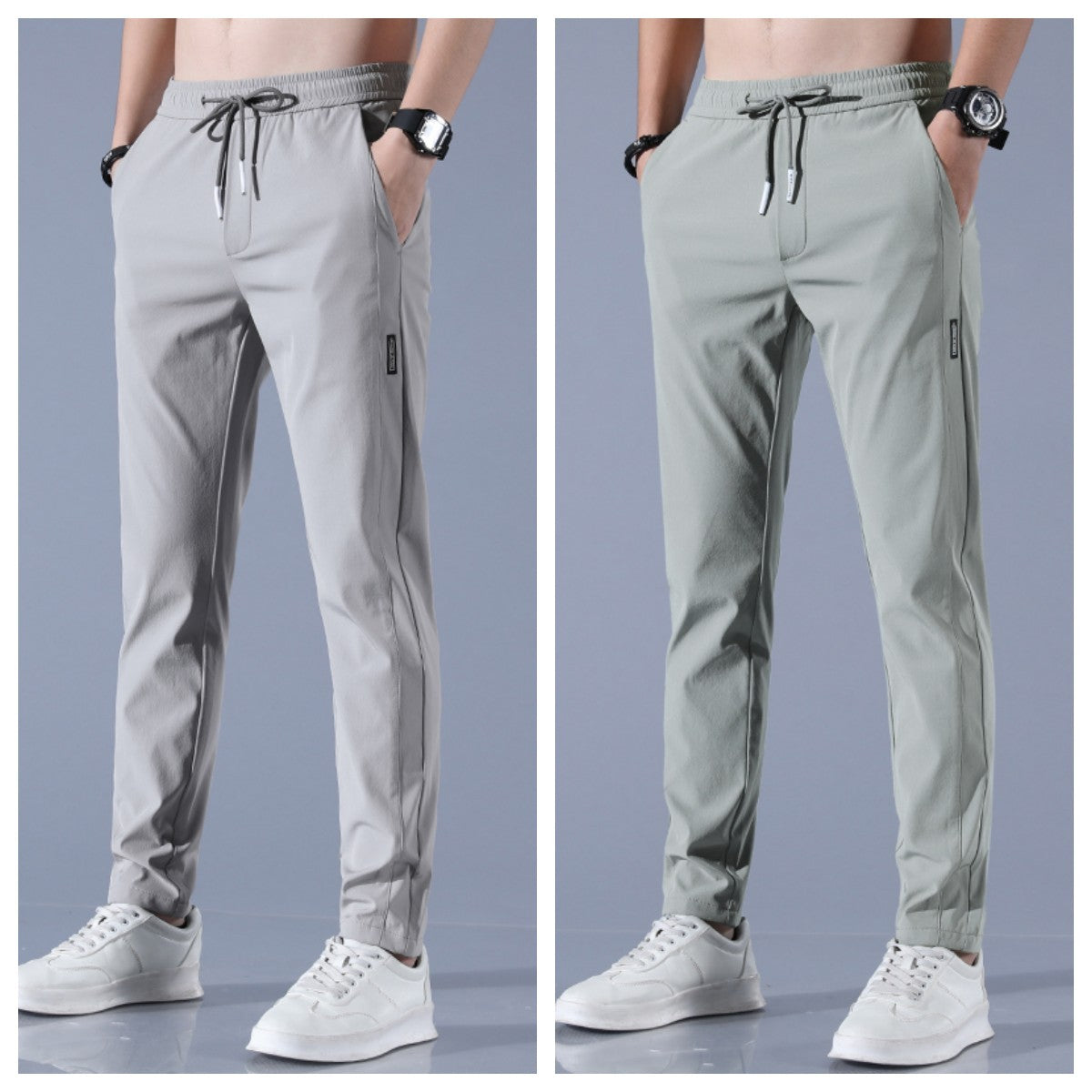 Men's Summer Thin Ice Loose Breathable Silk Pants