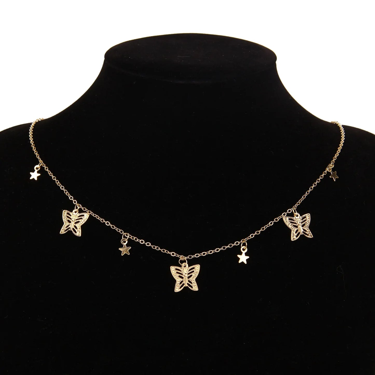 Bohemian Beach Chain Butterfly Pendant Choker Necklace