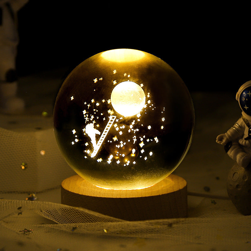 Luminous Starry Sky And Planets Moon Small Crystal Ball Night Lamp
