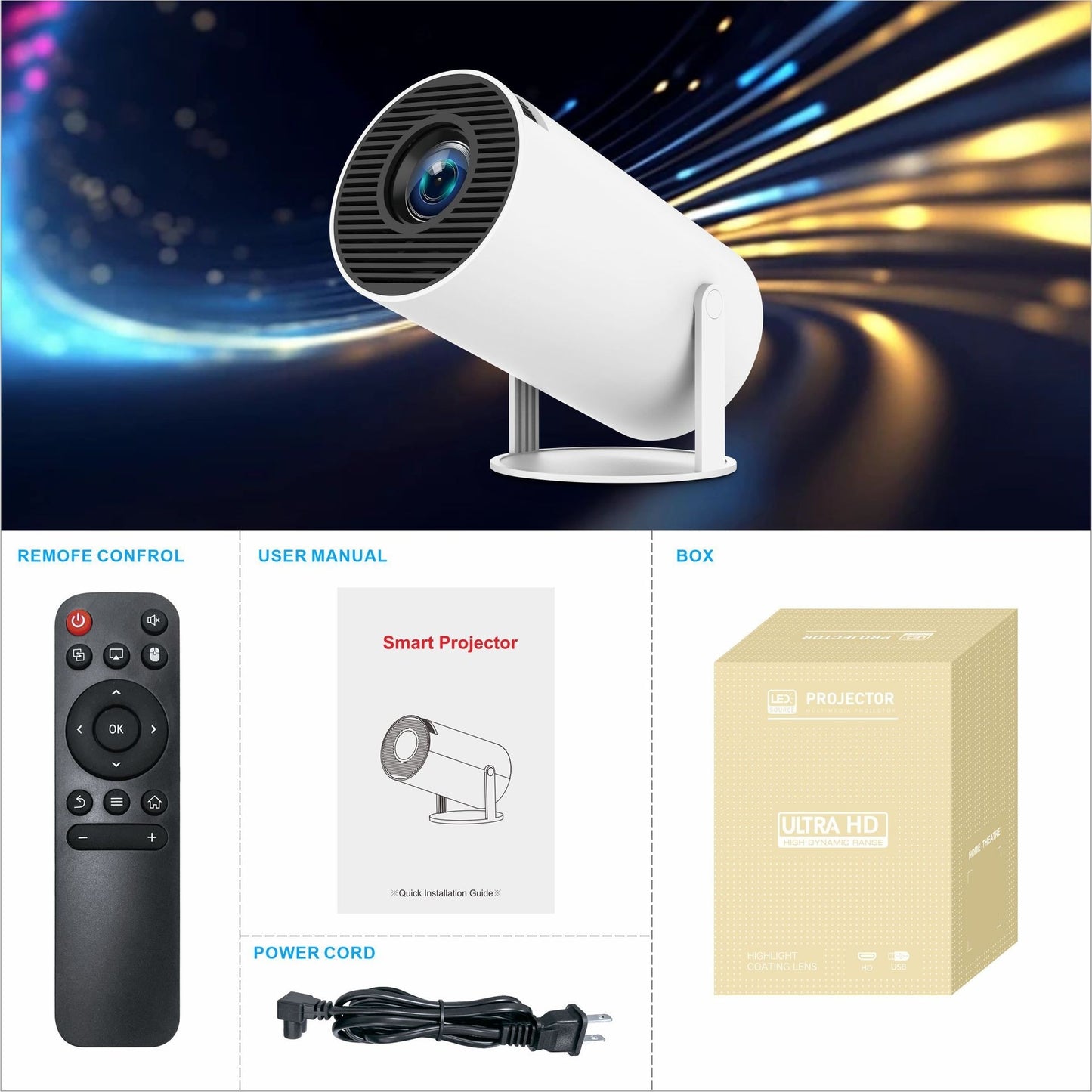 HY300 Pro Small Portable Projector Home Theater Entertainment