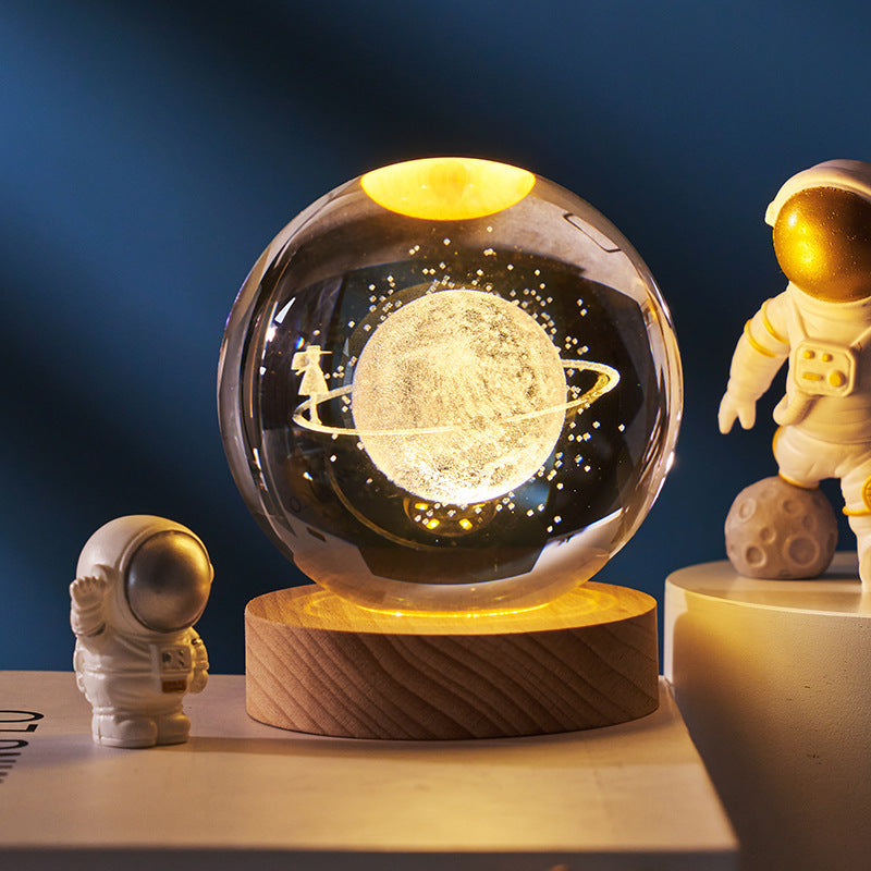 Luminous Starry Sky And Planets Moon Small Crystal Ball Night Lamp