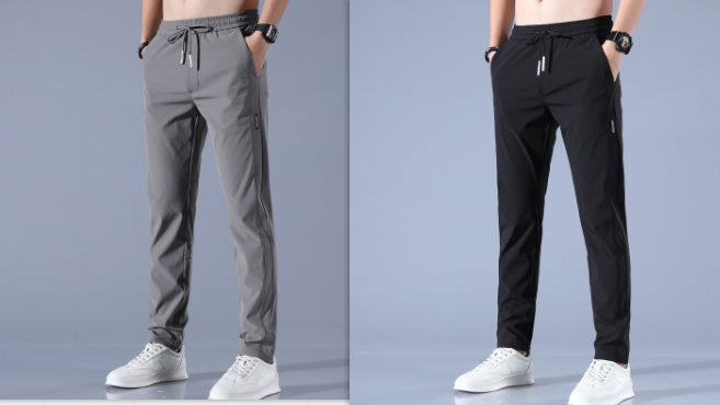 Men's Summer Thin Ice Loose Breathable Silk Pants