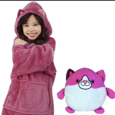 Kids Soft Plush Hoodie Pets Blanket