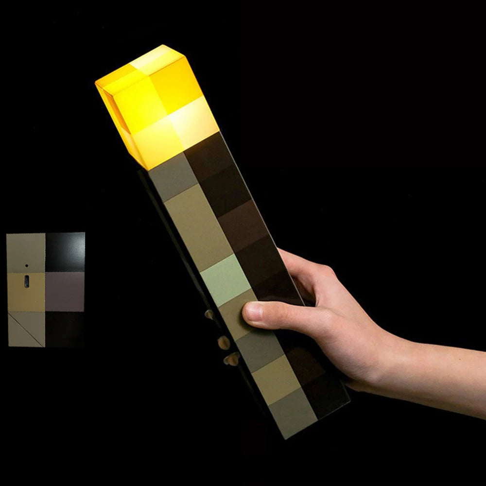 Minecraft Brownstone Flashlight Torch Lamp Bedroom Decorative