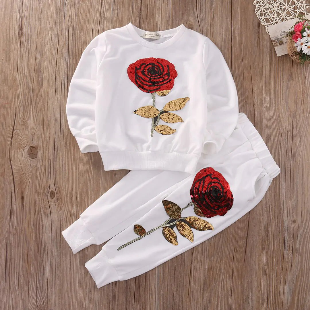 Girls Fashion Rose Flower Outfits