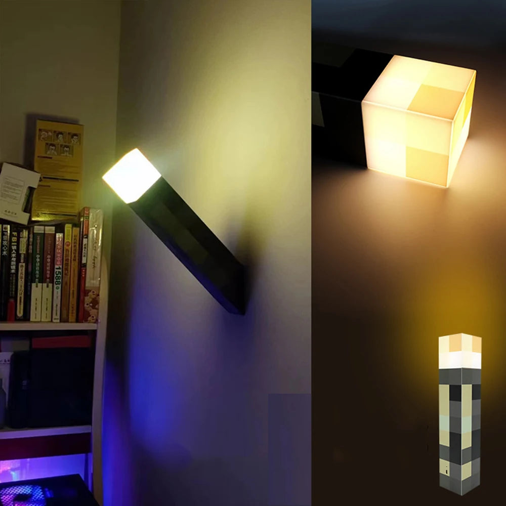 Minecraft Brownstone Flashlight Torch Lamp Bedroom Decorative