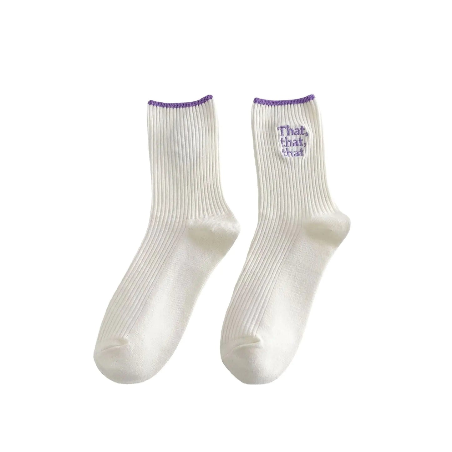 Women White Embroidered Socks