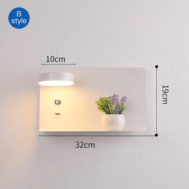 Stylish Black And White Luminaire LED Wall Lights With Switch - USB Interface