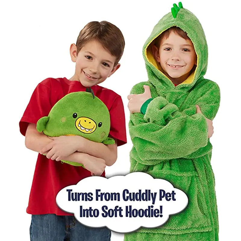 Kids Soft Plush Hoodie Pets Blanket