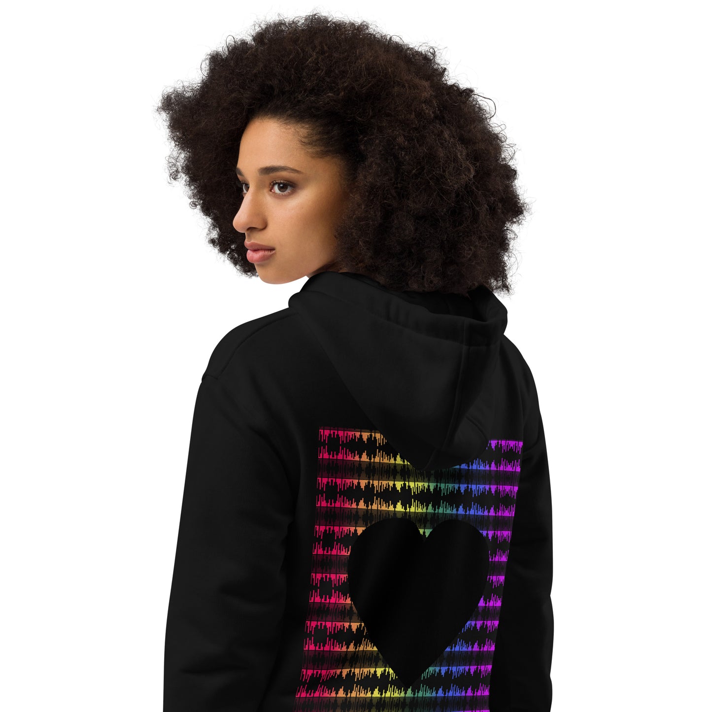 Woman Neon Love Premium Black And White Solid Eco Hoodie