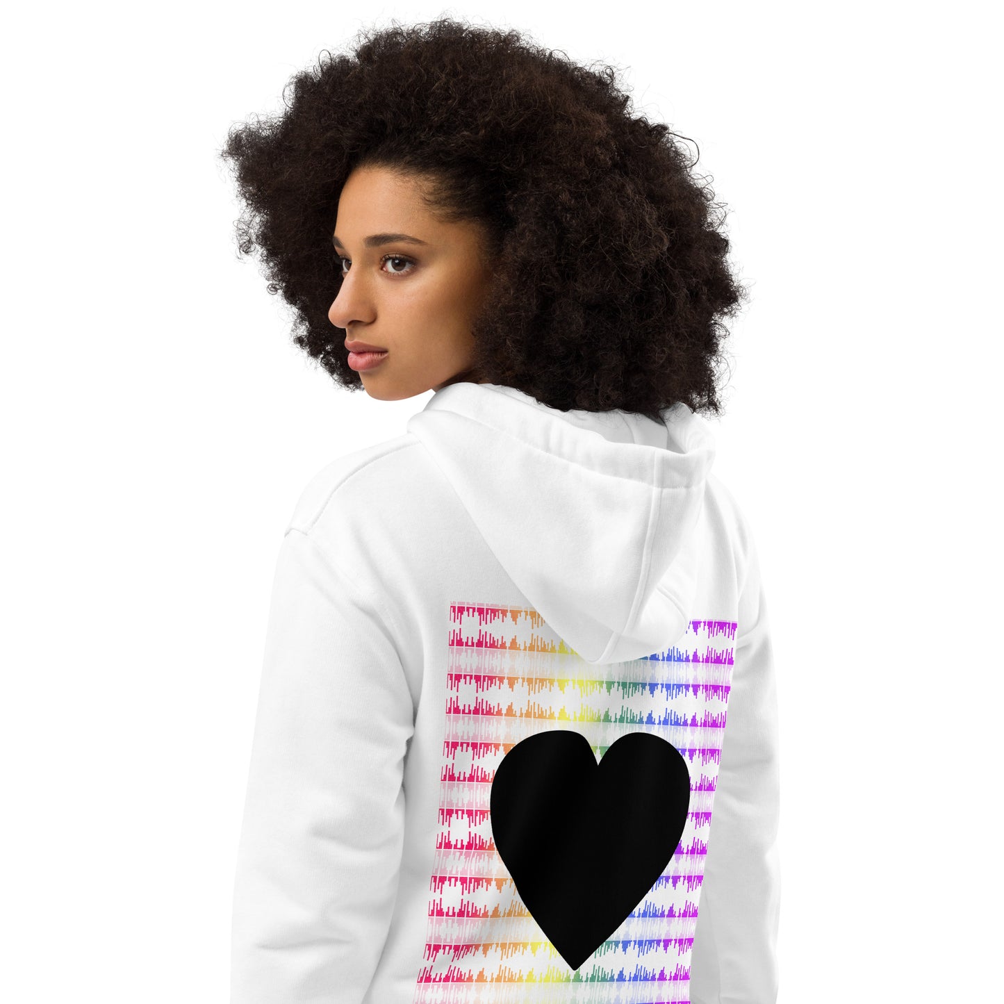 Woman Neon Love Premium Black And White Solid Eco Hoodie