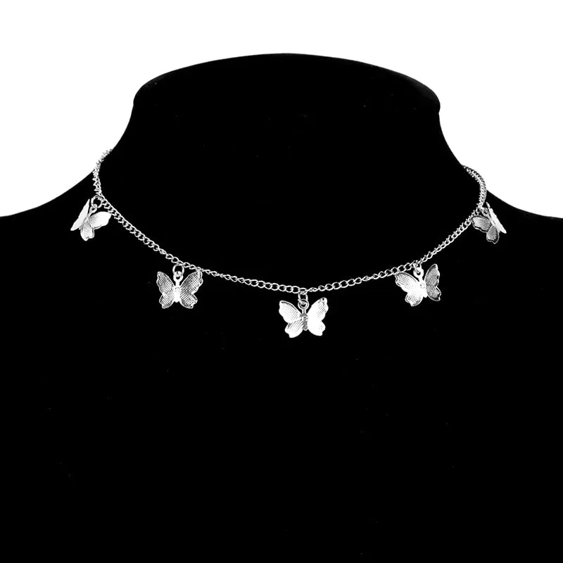 Bohemian Beach Chain Butterfly Pendant Choker Necklace