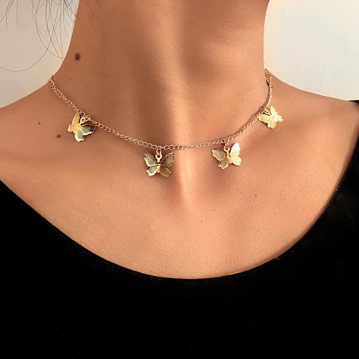 Bohemian Beach Chain Butterfly Pendant Choker Necklace