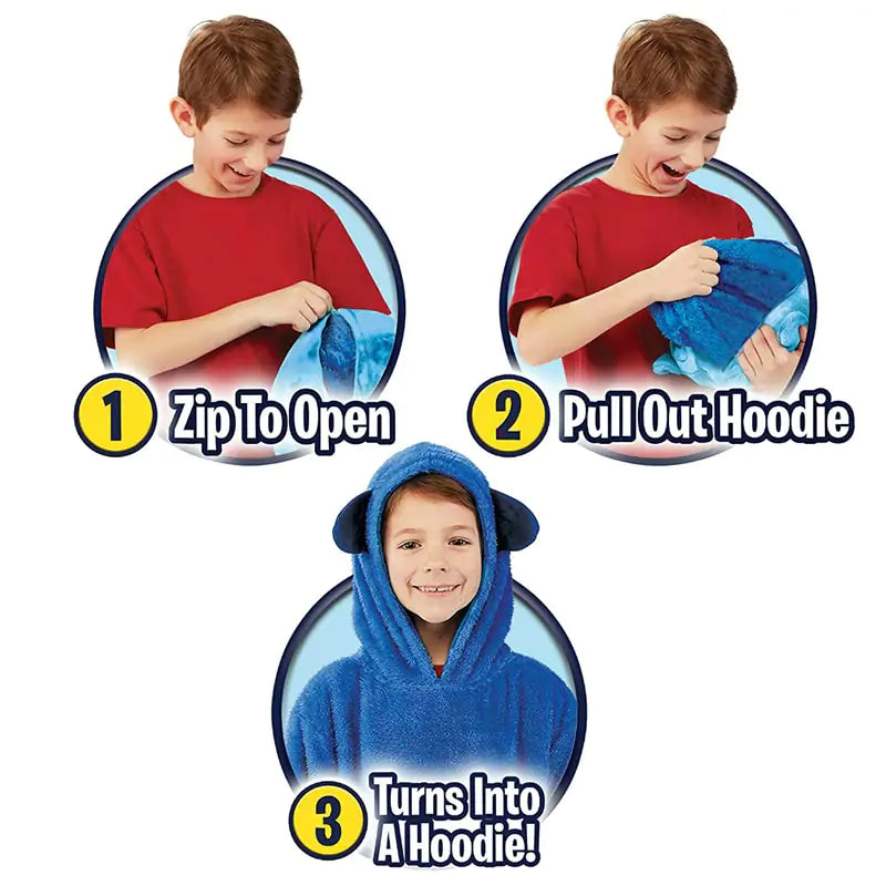 Kids Soft Plush Hoodie Pets Blanket