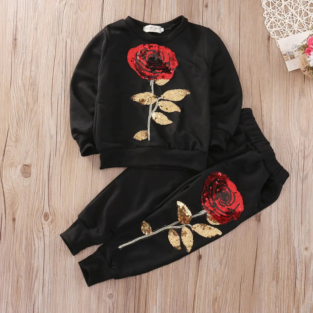 Girls Fashion Rose Flower Outfits