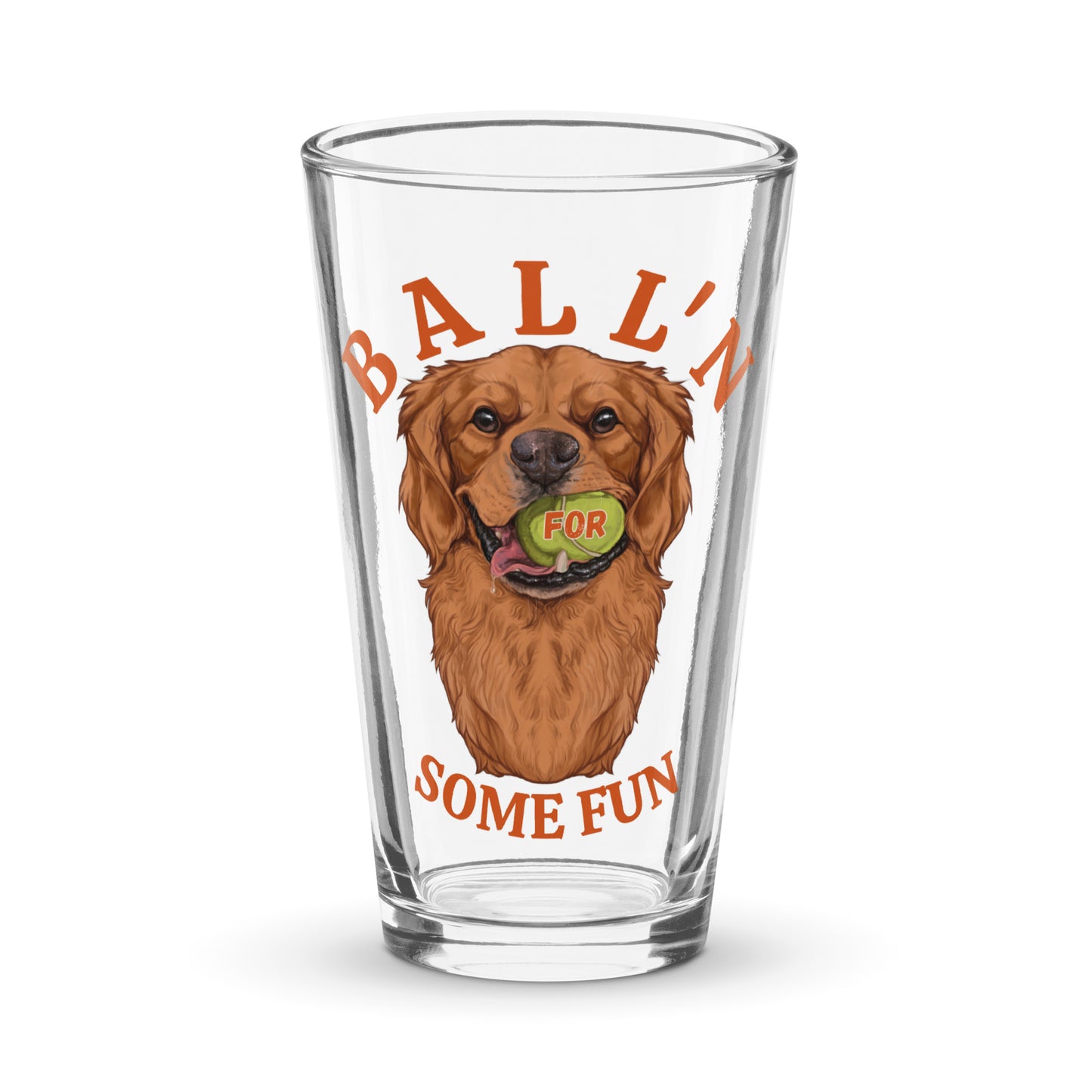 Ball'N Golden Retriever - Shaker pint glass