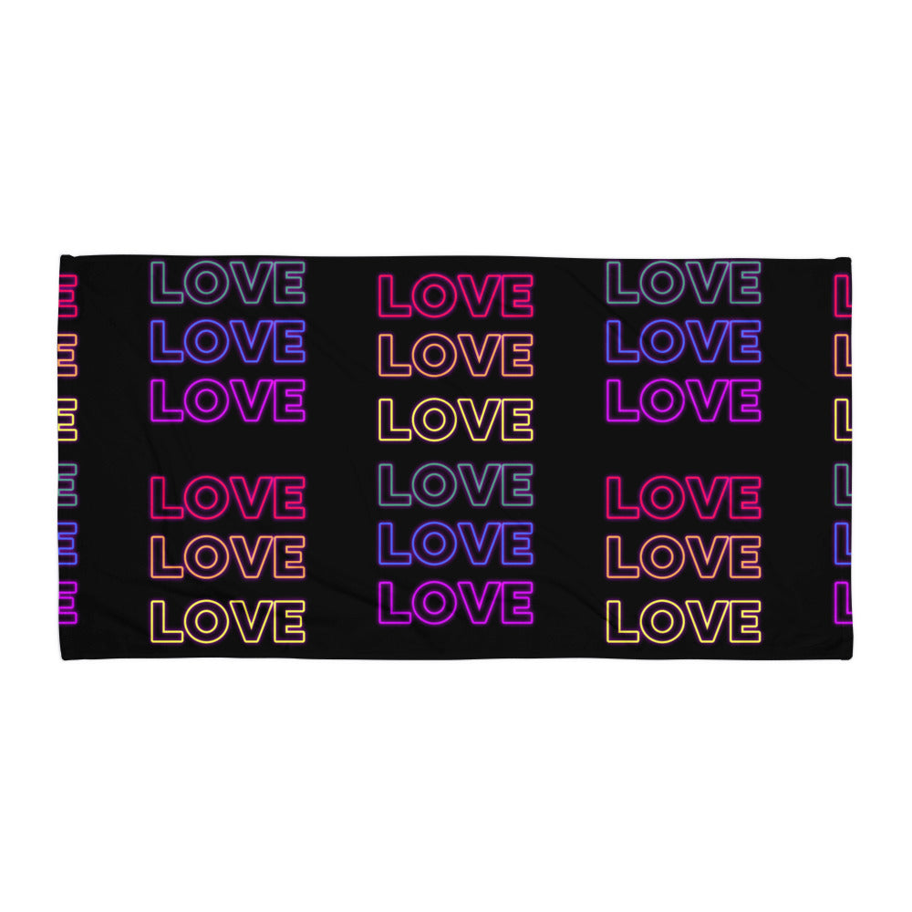 Neon Love Black Towel