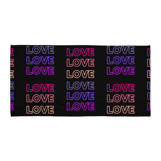 Neon Love Black Towel