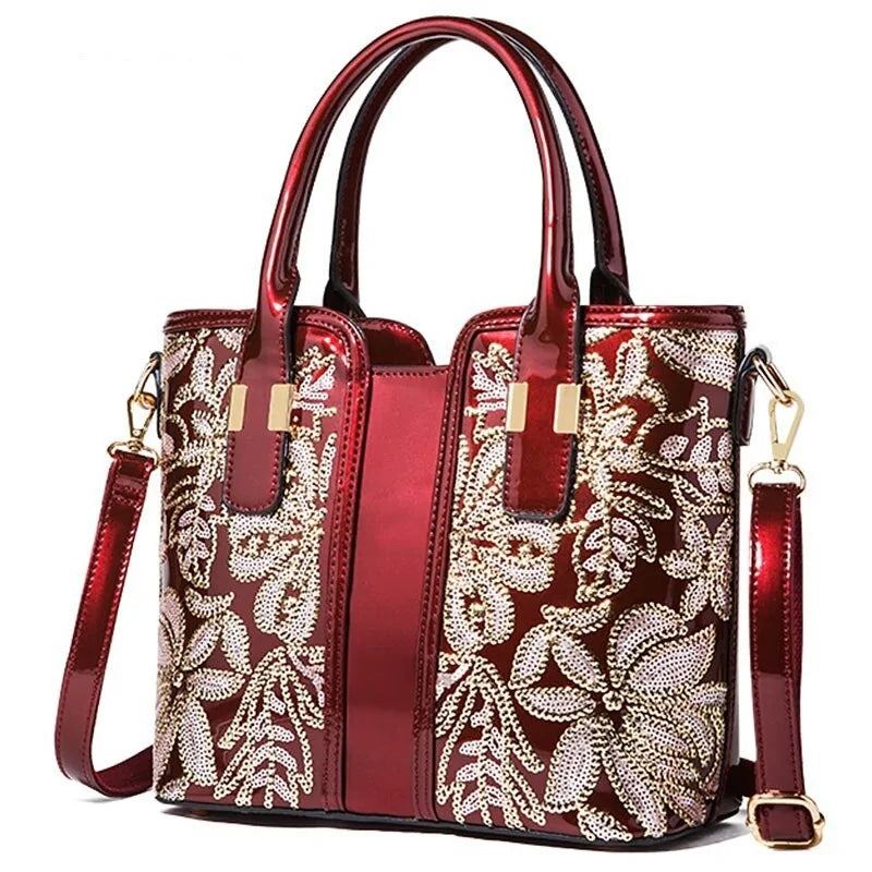 High Quality Women's Luxury Appliques Flower Messenger Bag