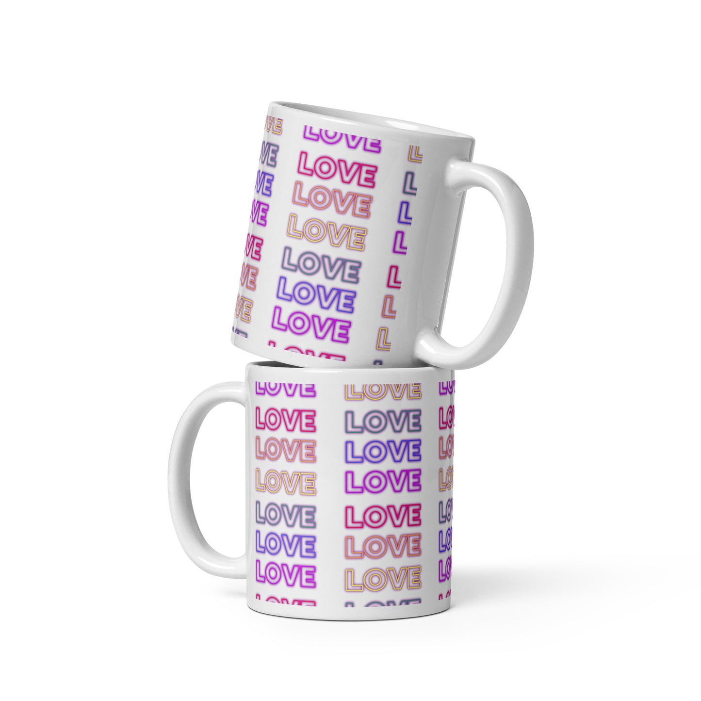 Neon love White Glossy Mug