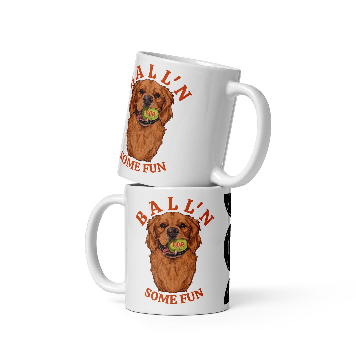 Ball'N Golden Retriever - White glossy mug