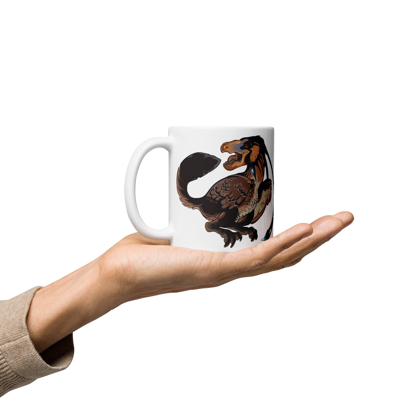 Dino-rrific raptor White glossy mug