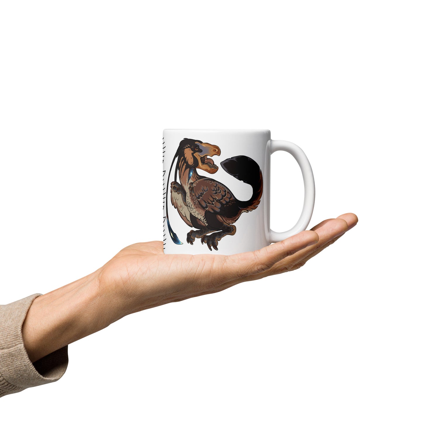 Dino-rrific raptor White glossy mug