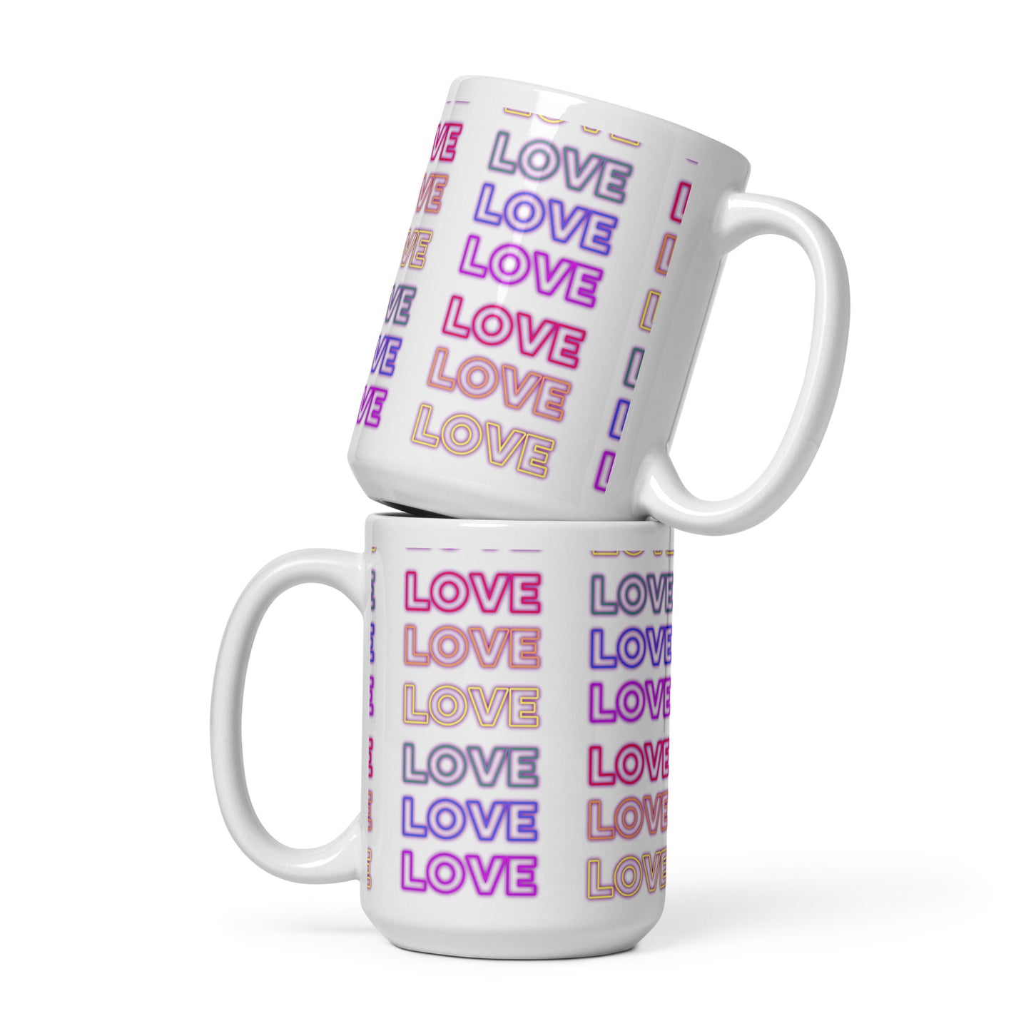 Neon love White Glossy Mug