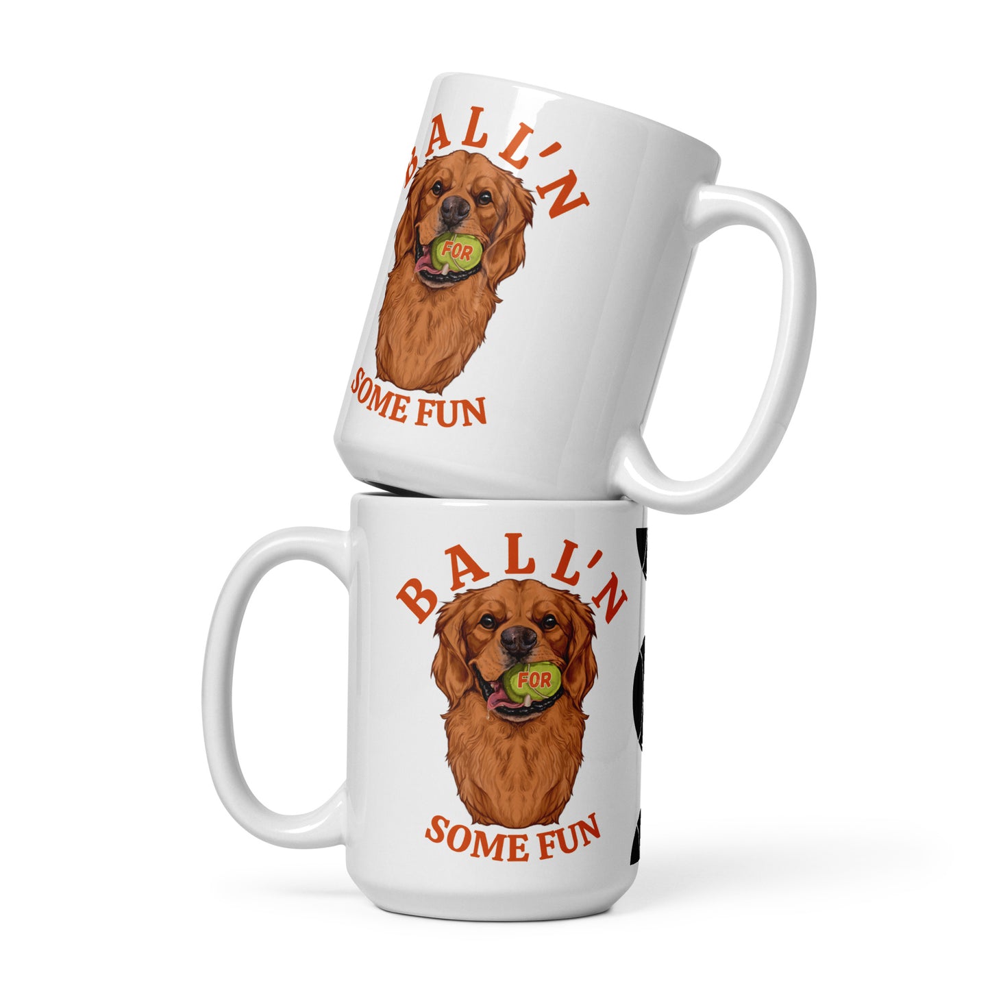 Ball'N Golden Retriever - White glossy mug