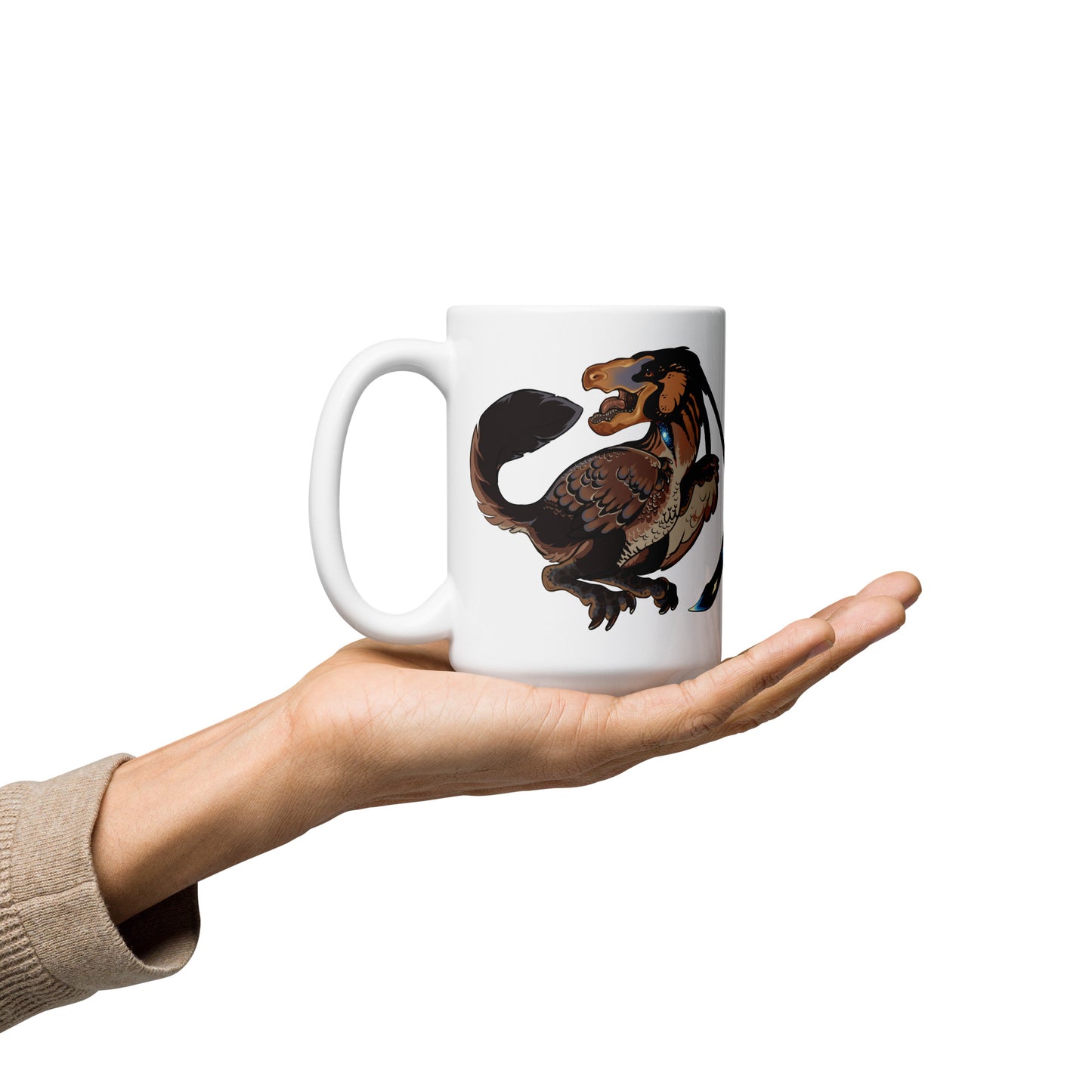 Dino-rrific raptor White glossy mug