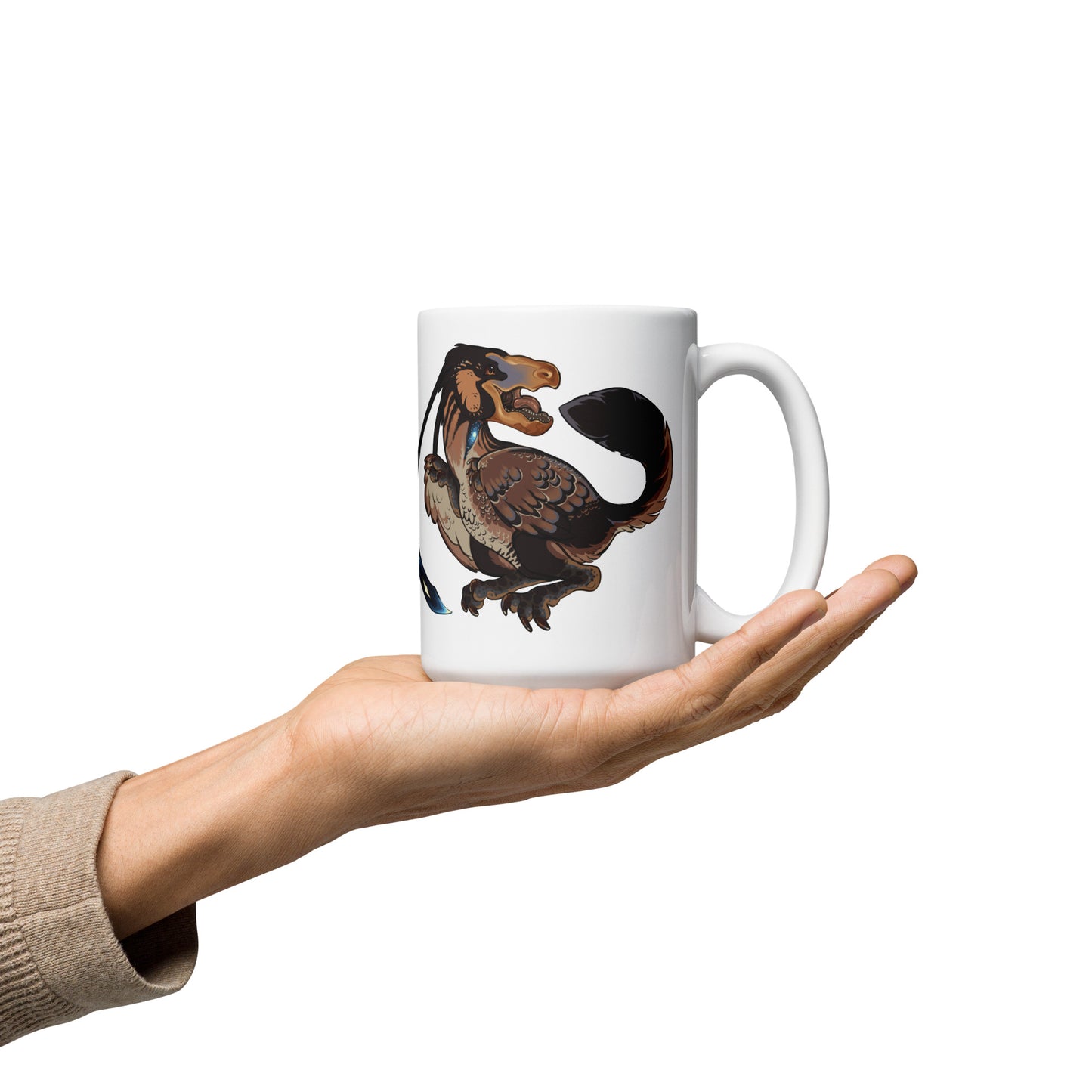 Dino-rrific raptor White glossy mug