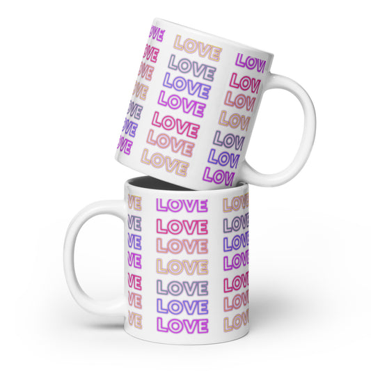 Neon love White Glossy Mug