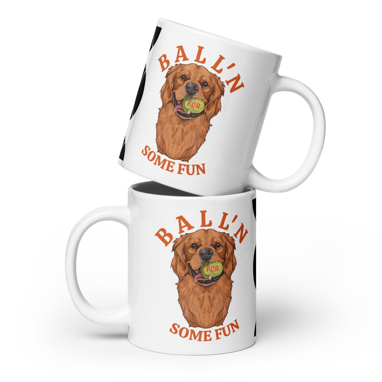 Ball'N Golden Retriever - White glossy mug