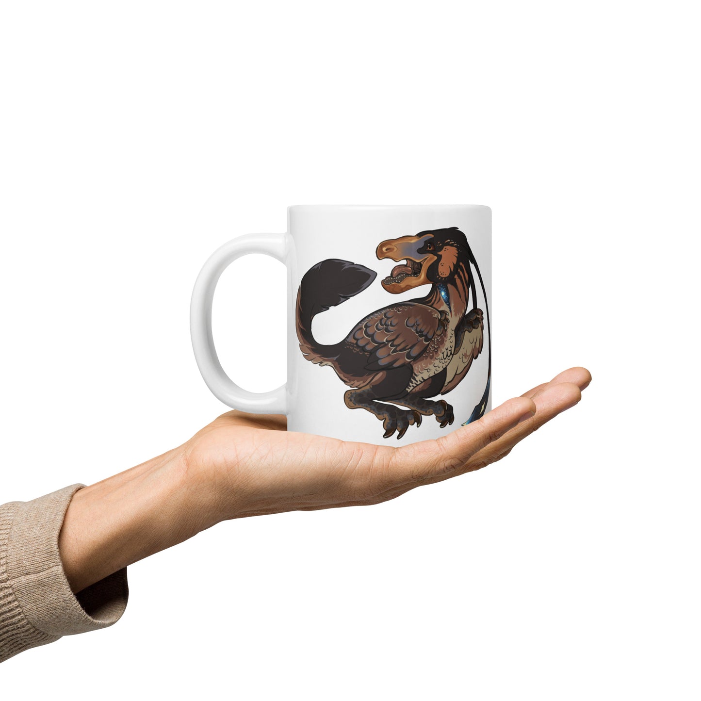 Dino-rrific raptor White glossy mug