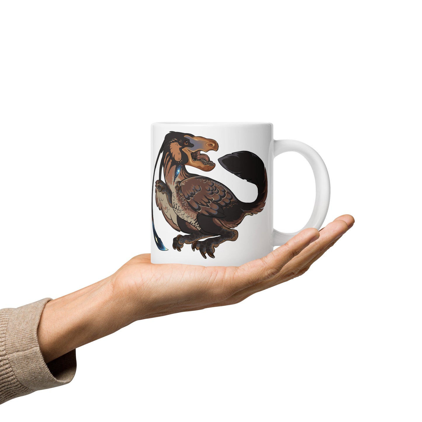 Dino-rrific raptor White glossy mug