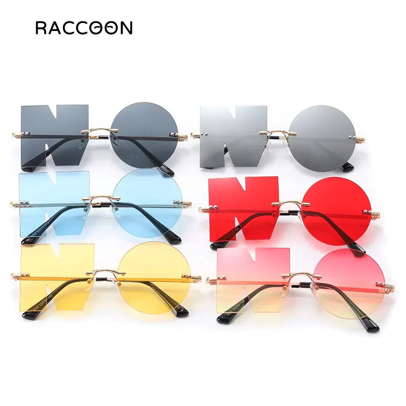 Rimless NO Letter Sunglasses