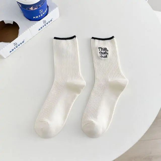 Women White Embroidered Socks